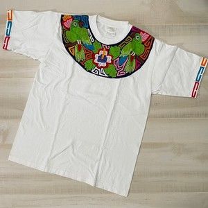 Vintage Unicrese Unique Floral Birds Design 90s T-Shirt Size L